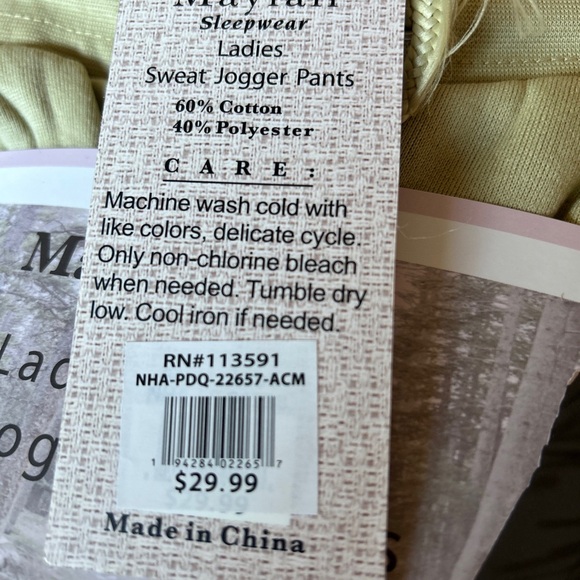 New Mayfair Ladies Sweat Jogger Pants Light Green in Sizes: S, M, L, & XL - Picture 5 of 5